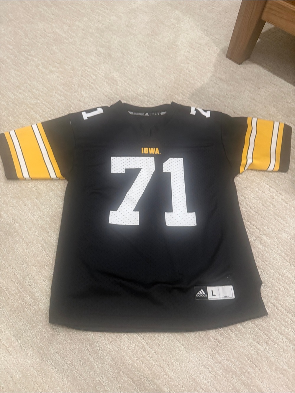 adidas Black & Gold Iowa #71 Kids Football Jersey